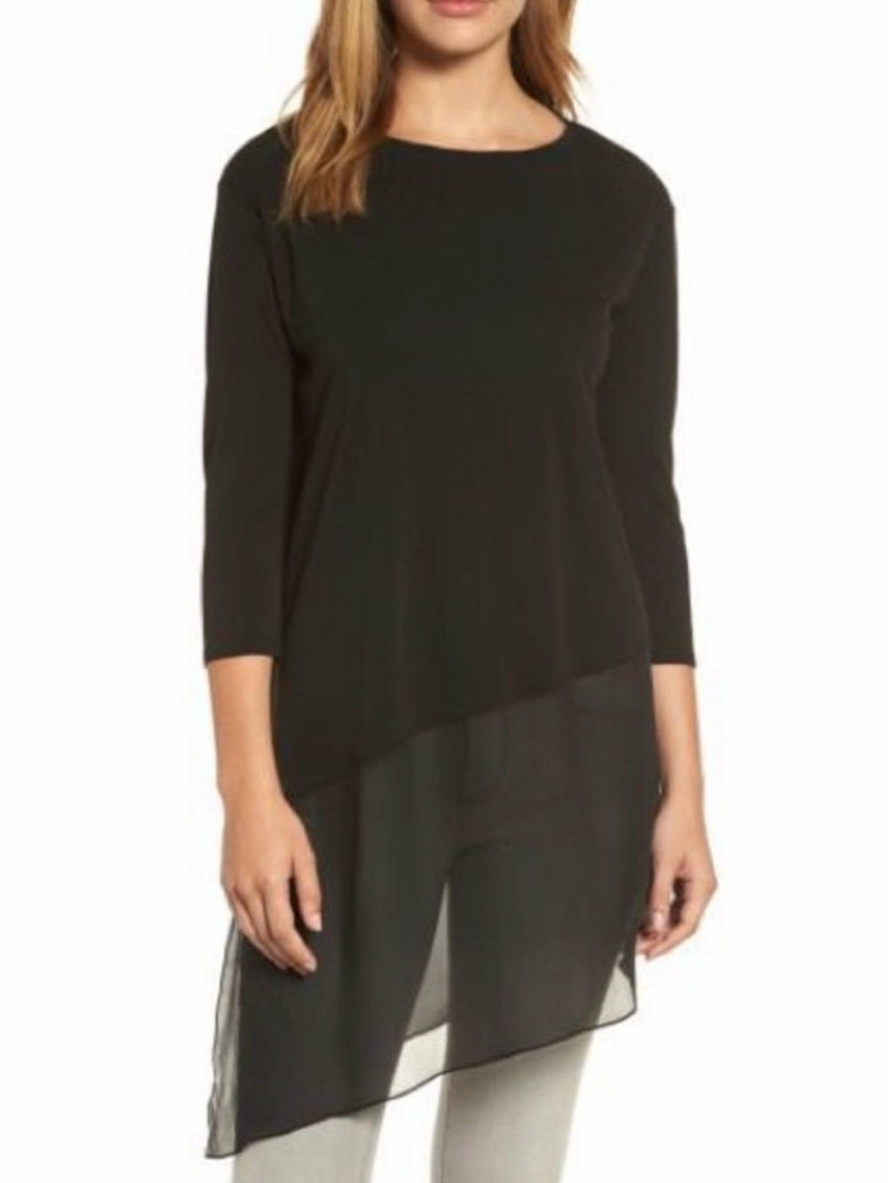Eileen Fisher Asymmetrical Hem Silk Tunic S